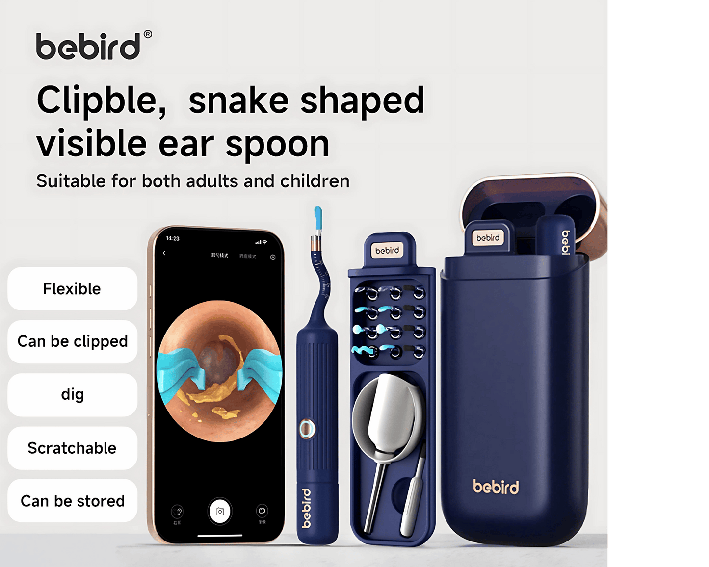 BEBIRD Advanced Ear Cleaning Device with HD Camera, 10MP Endoscope, Safe Tweezers, 11 Ear Scoops, Full ENT Observation Tools for Ear, Nose & Throat, Kids & Adults, Portable with Storage Case