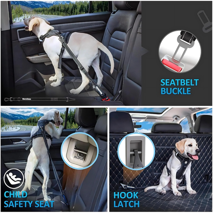 MacroVision Dog Seat Belt for Car, Dog Car Harnesses Suitable for Safety Belt Buckle, ISOFIX and LATCH