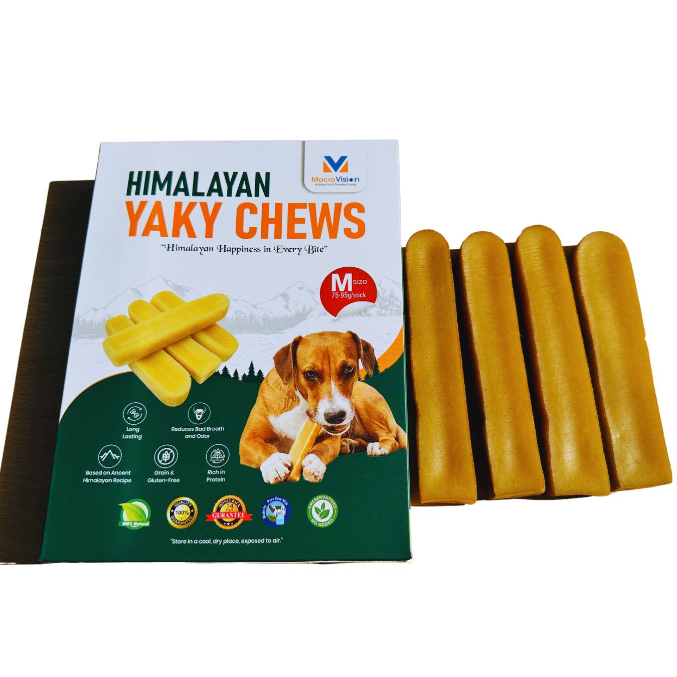 Himalayan Yaky Chews, 100% Natural, Vegan, Hard and Extra Long-Lasting Yak Dog Treats, Made From Pure Yak/Cow Milk. Size (Small, Medium, Large, Ex-Large)