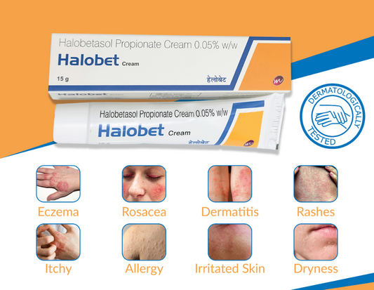 Halobet Propionate Cream for Eczema, Rosacea, Dermatitis, Rashes, Itchy, Allergy and Irritated Skin - Reduces Dryness and Inflammation. - Dermatologist Tested, Result in 24hr USP 0.05% W/W