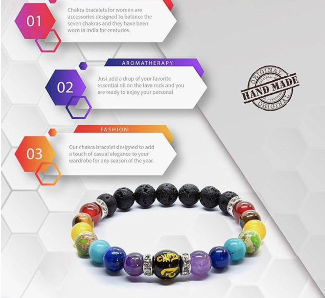 MacroVision Chakra Bracelet Spiritual Crystal Healing for Anxiety Relief