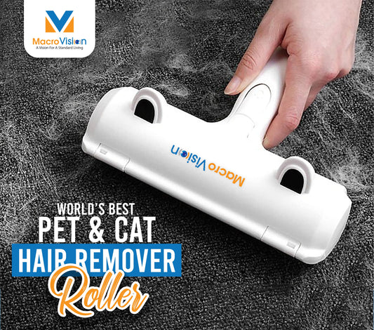 MacroVision Pet hair Remover Roller Reusable Dogs and Cats hair Cleaner Brush, Easy to Use in Bed, Sofa, Rugs, Carpet, and Car.